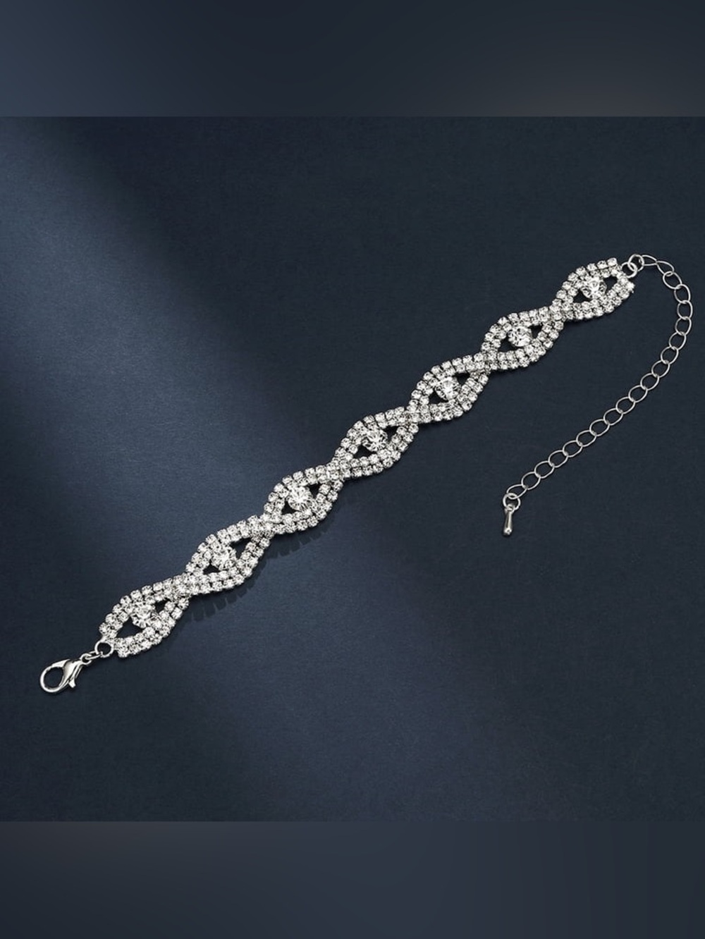 Silver Crystal Twisted Link Choker bracelet